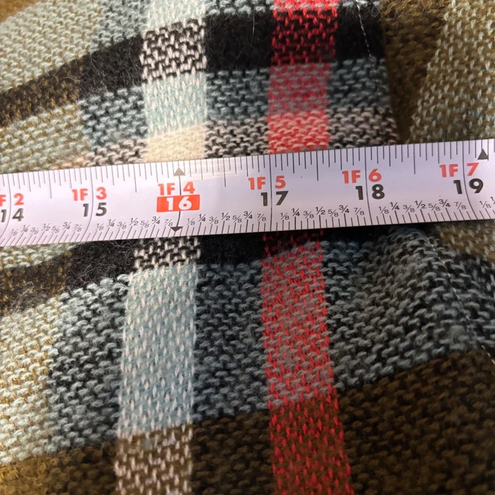 Upcycled Handmade Plaid Open Front Cardigan Jacket Frayed Hem Multi-Color